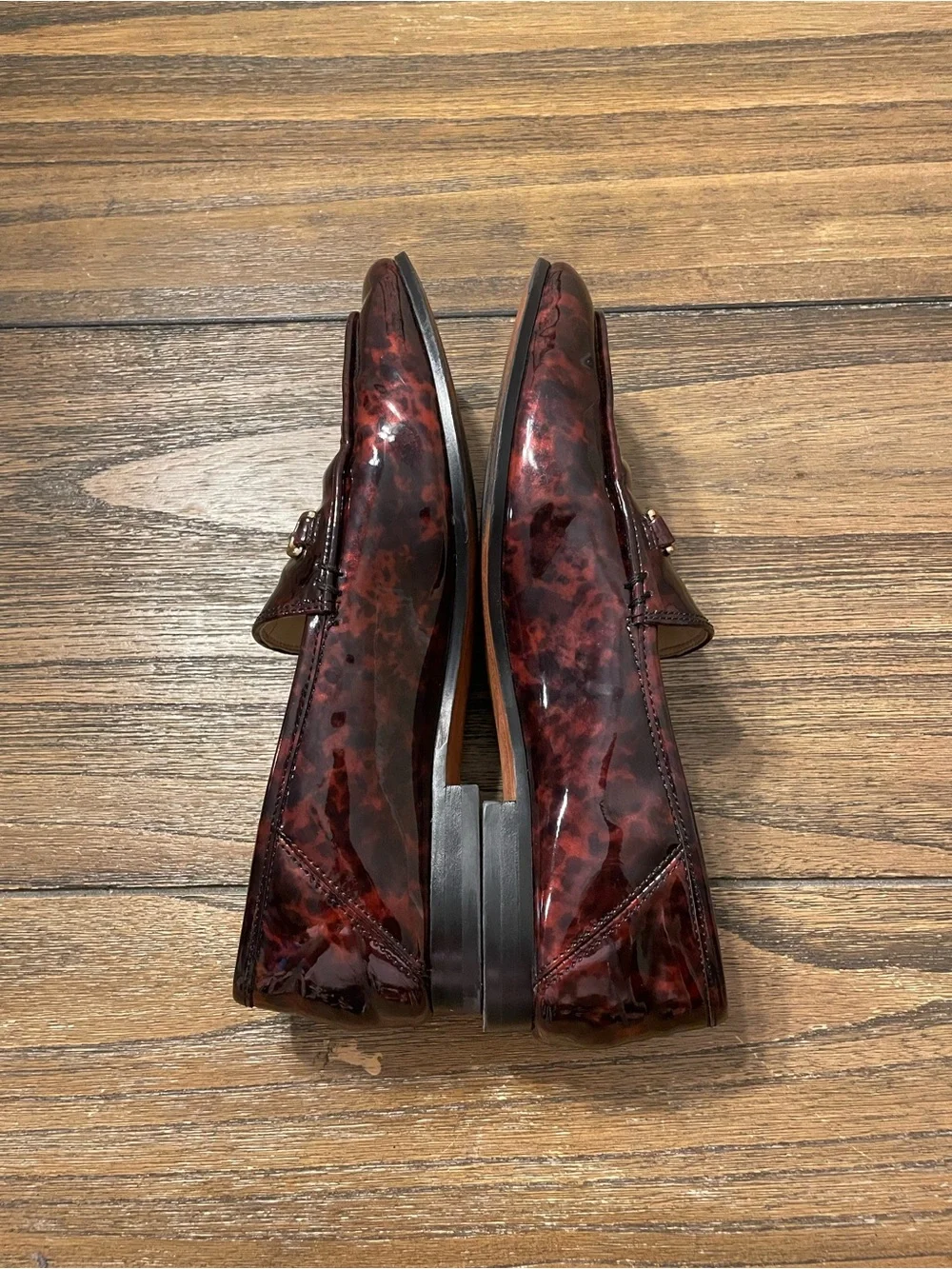 Sam Edelman Loraine Oxblood Tortoiseshell Horsebit Loafers Size 6.5 Old Money - Picture 7 of 12